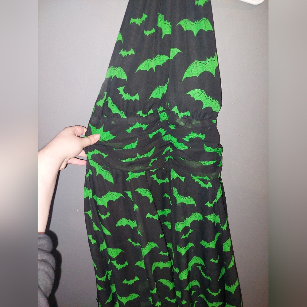 Hell Bunny RARE Mesh Black & Green Halter Dress